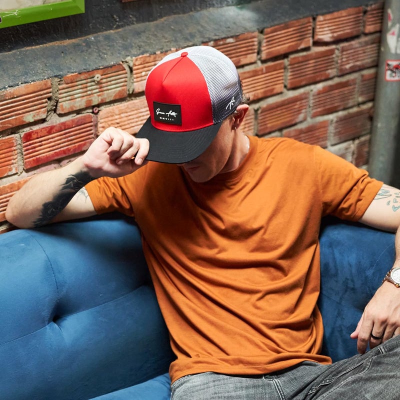 Grace Folly Trucker Hat for Men & Women. Snapback Mesh Caps (US, Alpha, One Size, One Size, Red & Black with Fade) - Image 5